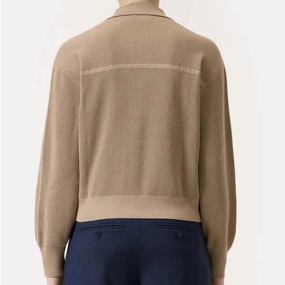 CLOSED Cashmere Cropped Ribbed Cardigan Sweater Tan Size XL - Picture 2 of 10